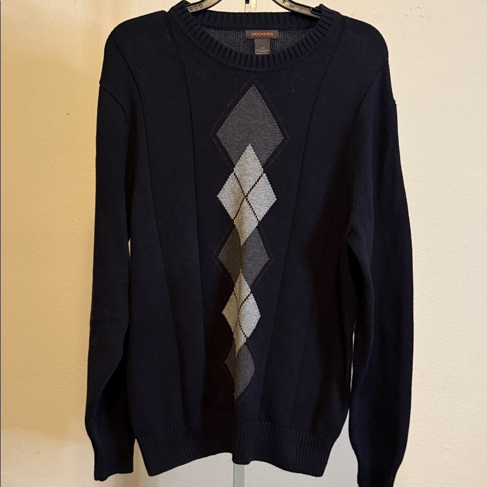 Dockers Men's Navy Argyle Crewneck‎ Sweater
